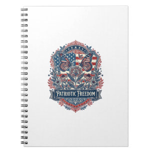 Patriotic Butterfly Garden Vector Graphic Tee_1 Notebook