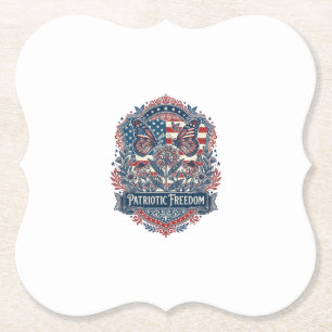 Patriotic Butterfly Garden Vector Graphic Tee_1 Paper Coaster
