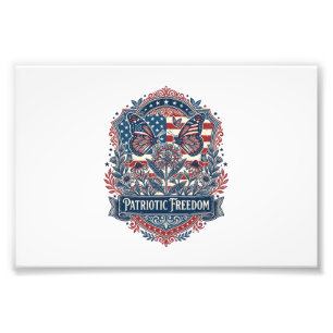 Patriotic Butterfly Garden Vector Graphic Tee_1 Photo Print