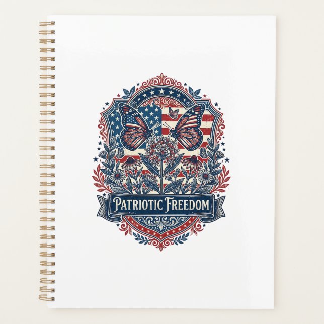 Patriotic Butterfly Garden Vector Graphic Tee_1 Planner (Front)