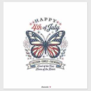 Patriotic Butterfly Happy 4th of July Shirt Design