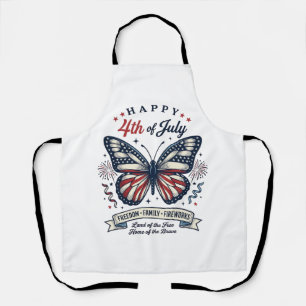 Patriotic Butterfly Happy 4th of July Shirt Design Apron