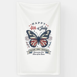 Patriotic Butterfly Happy 4th of July Shirt Design Banner