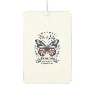 Patriotic Butterfly Happy 4th of July Shirt Design Car Air Freshener