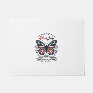 Patriotic Butterfly Happy 4th of July Shirt Design Doormat