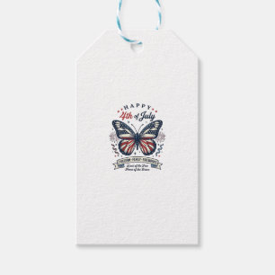Patriotic Butterfly Happy 4th of July Shirt Design Gift Tags