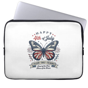 Patriotic Butterfly Happy 4th of July Shirt Design Laptop Sleeve
