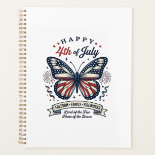 Patriotic Butterfly Happy 4th of July Shirt Design Planner