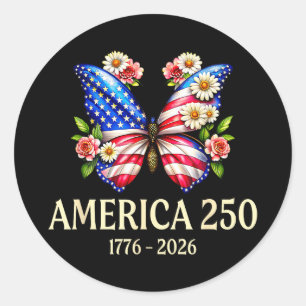 Patriotic butterfly usa 250th anniversary 1776-202 classic round sticker