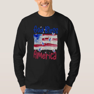 Patriotic Butterfly Usa Flag For Women God Bless A T-Shirt