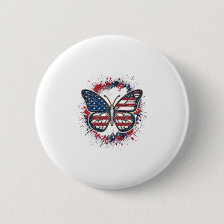 Patriotic Butterfly Vintage Engraving Vector Desig 6 Cm Round Badge