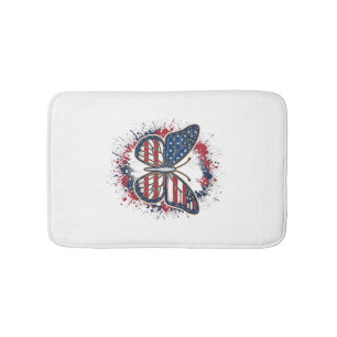 Patriotic Butterfly Vintage Engraving Vector Desig Bath Mat