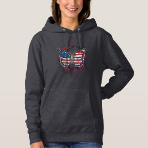Patriotic Butterfly Vintage Engraving Vector Desig Hoodie