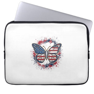 Patriotic Butterfly Vintage Engraving Vector Desig Laptop Sleeve