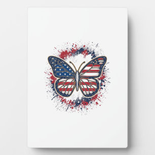 Patriotic Butterfly Vintage Engraving Vector Desig Plaque