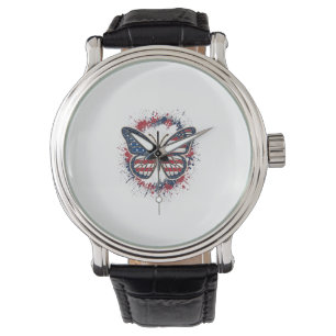 Patriotic Butterfly Vintage Engraving Vector Desig Watch