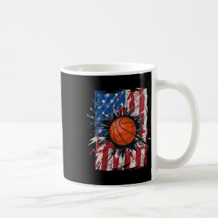 Patriotic Bysketbyll 4th Of July Men Usa American Coffee Mug