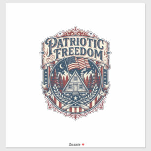 Patriotic Cabin Weekend Vector Graphic Tee_1