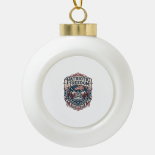 Patriotic Cabin Weekend Vector Graphic Tee_1 Ceramic Ball Christmas Ornament