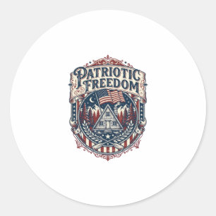 Patriotic Cabin Weekend Vector Graphic Tee_1 Classic Round Sticker