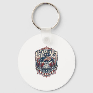 Patriotic Cabin Weekend Vector Graphic Tee_1 Key Ring