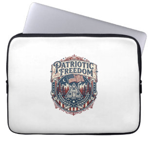 Patriotic Cabin Weekend Vector Graphic Tee_1 Laptop Sleeve