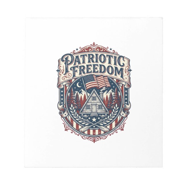 Patriotic Cabin Weekend Vector Graphic Tee_1 Notepad (Front)