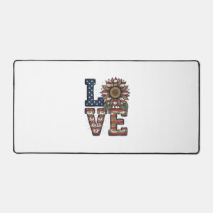 Patriotic Cactus Vintage Engraving Shirt Design_1 Desk Mat