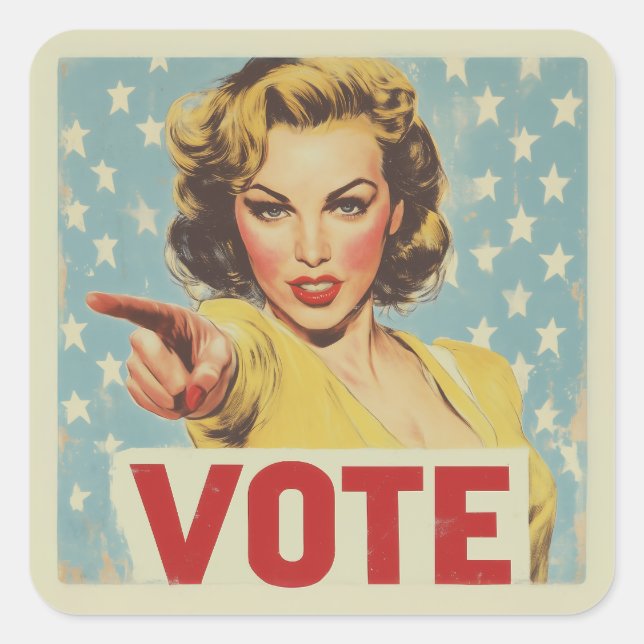 Patriotic Call to Action: Vote! Square Sticker (Front)