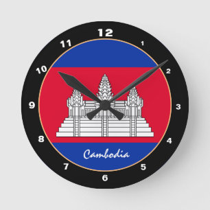 Patriotic Cambodia Flag, Cambodia Home / design Round Clock