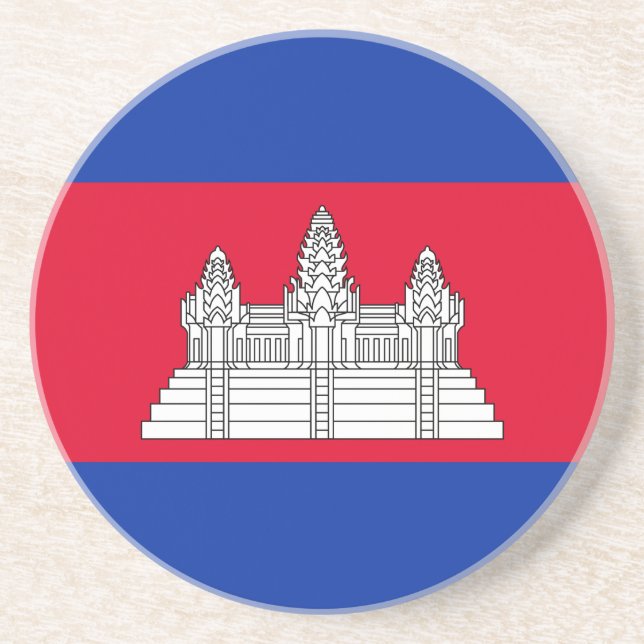 Patriotic Cambodia Flag Coaster (Front)