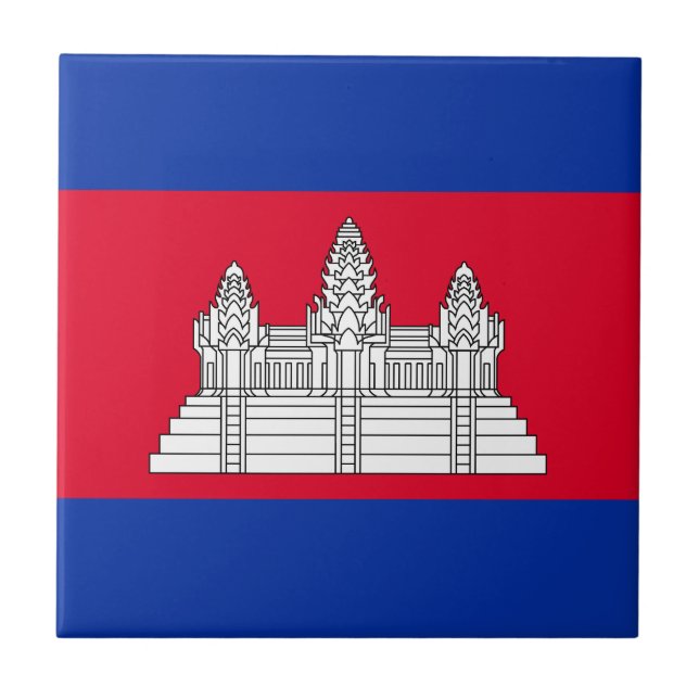 Patriotic Cambodia Flag Tile (Front)
