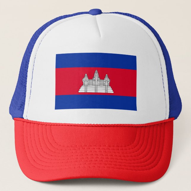 Patriotic Cambodia Flag Trucker Hat (Front)