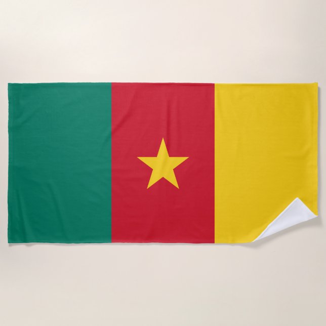 Patriotic Cameroon Flag Beach Towel (Front)