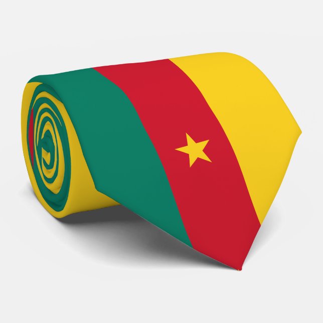 Patriotic Cameroon Flag Neck Tie (Rolled)