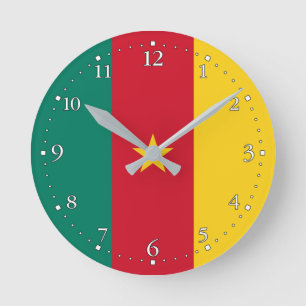 Patriotic Cameroon Flag Round Clock