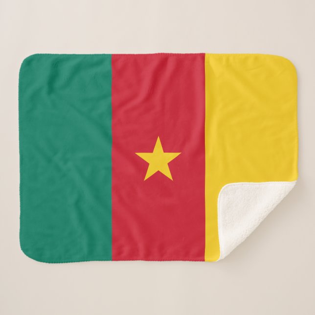 Patriotic Cameroon Flag Sherpa Blanket (Front (Horizontal))