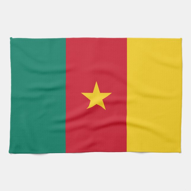Patriotic Cameroon Flag Tea Towel (Horizontal)