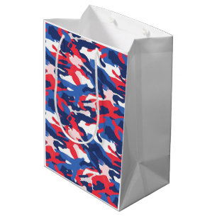 Patriotic Camo Red White Blue USA Freedom Medium Gift Bag