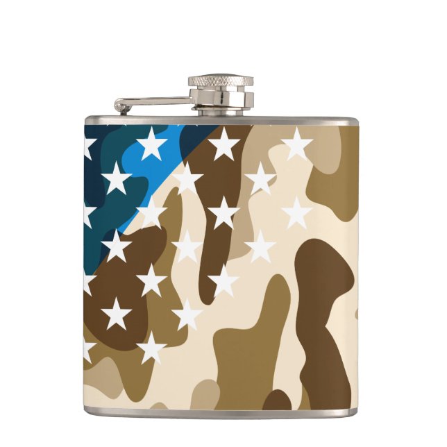 Patriotic camouflage pattern hip flask (Front)
