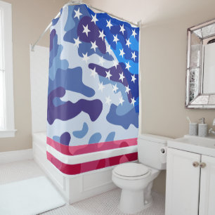 Patriotic camouflage pattern shower curtain