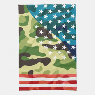 Patriotic camouflage pattern tea towel