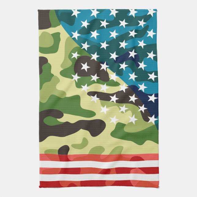 Patriotic camouflage pattern tea towel (Vertical)