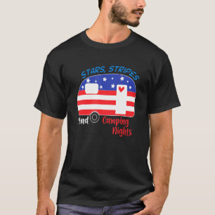 Patriotic Camper Rv Trailer American Flag Veteran T-Shirt