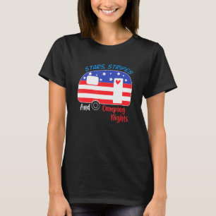 Patriotic Camper Rv Trailer American Flag Veteran T-Shirt