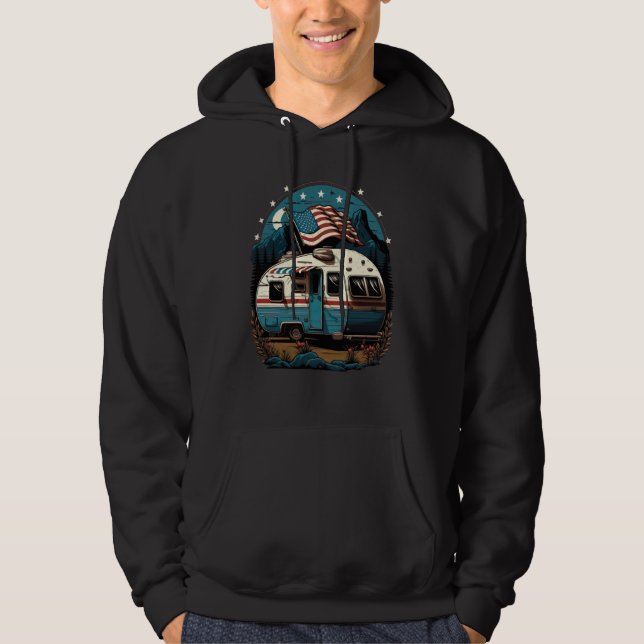 Patriotic Camping And Caravan Adventure USA  7 Hoodie (Front)