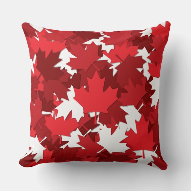 Patriotic Canada Flag Maple Leaf Pattern Cushion (Front)