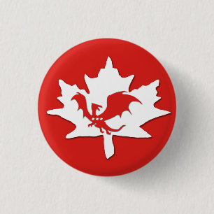 Patriotic Canadian Dragon Red 3 Cm Round Badge