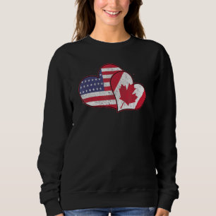 Patriotic Canadian Usa Flag America Hearts Canada Sweatshirt