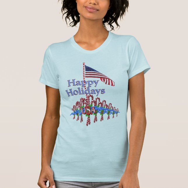 Patriotic Candy Canes Ladies Shirt (Front)